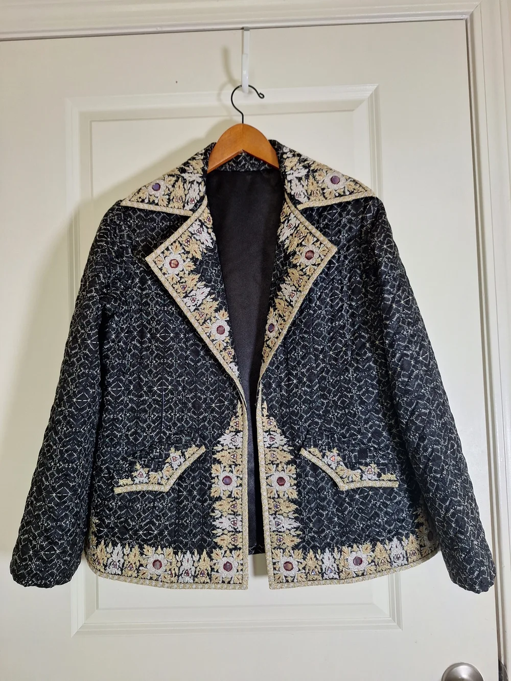 Burlington Aztec Print Quilted Embroidered Coat Jacket Size L